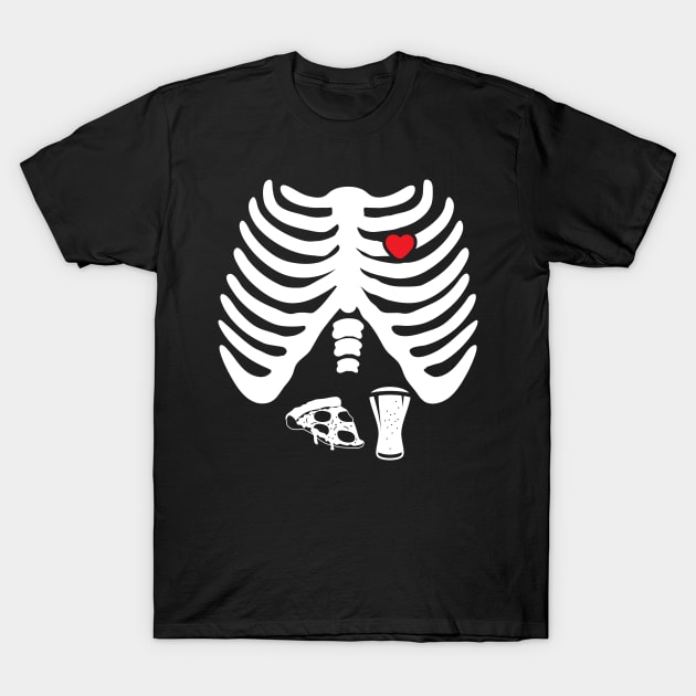 Skeleton  Pizza Beer X-Ray' Halloween T-Shirt by ourwackyhome